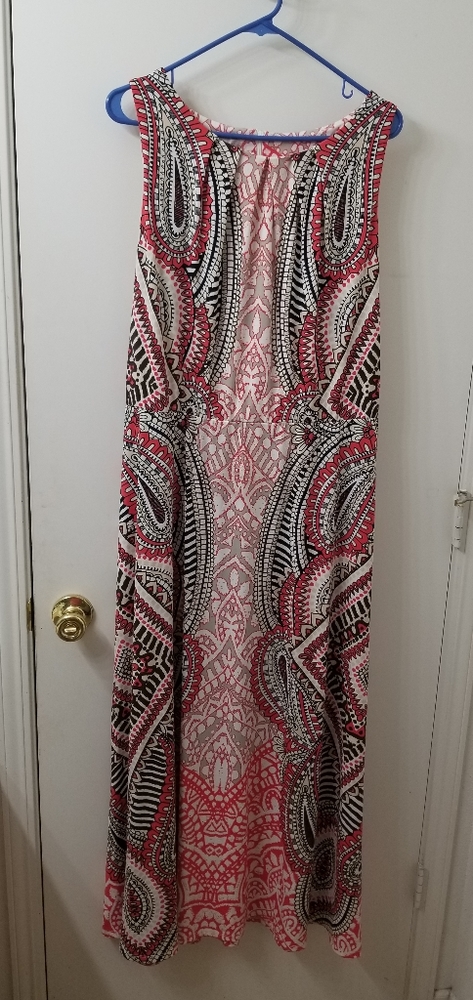 Dress Barn Size 16 Orange and Tan Maxi Dress